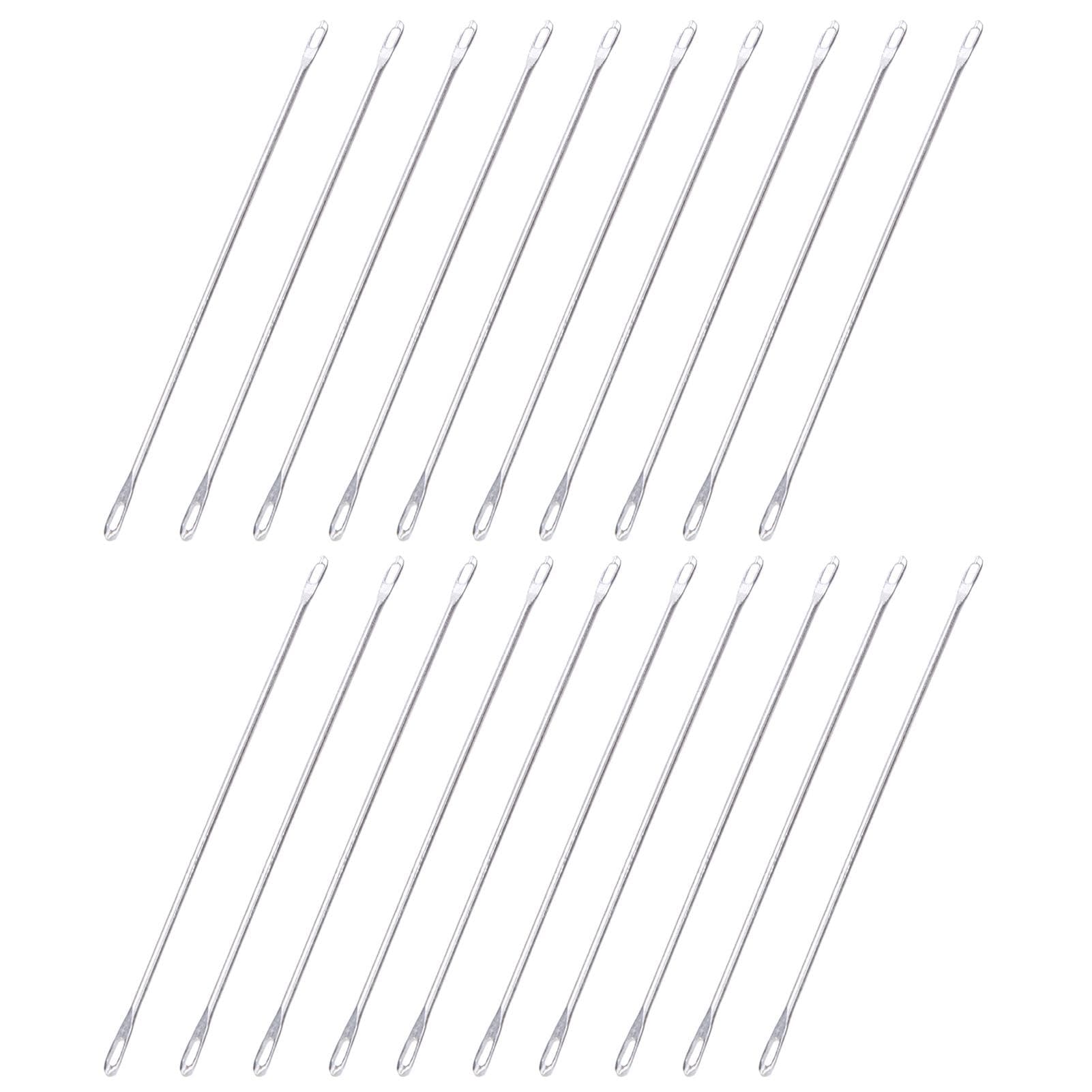 20 Pcs Double Eye Needle Metal 9cm Long Transfer Needle Fit for Knitting Machine