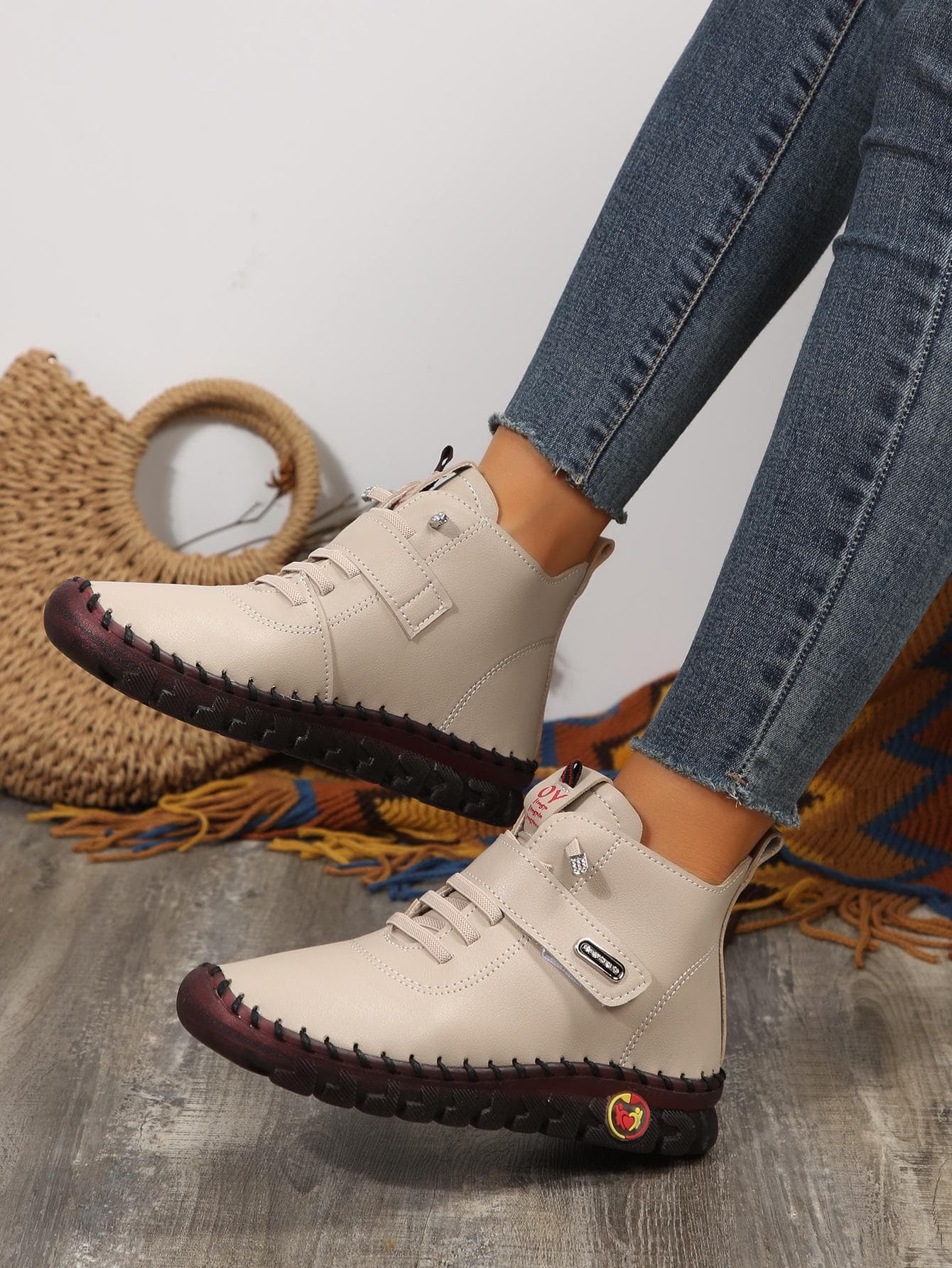 Winter Orthopedic Boots For Women Autumn Fall Leather Shoes With Fur Red Moccasins Woman Ankle Boots Mom Plush Sneakers Shoe 35