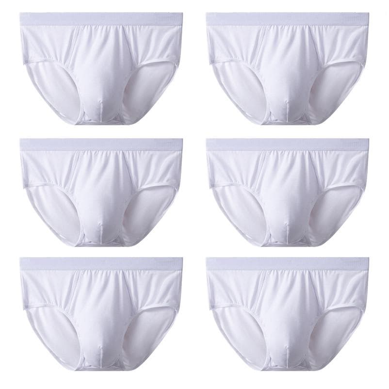 6 Pieces Men's Panties Comfortable Underwear Boxers Briefs White Bottom Modal Underpants Man Clothes Undershorts 4XL
