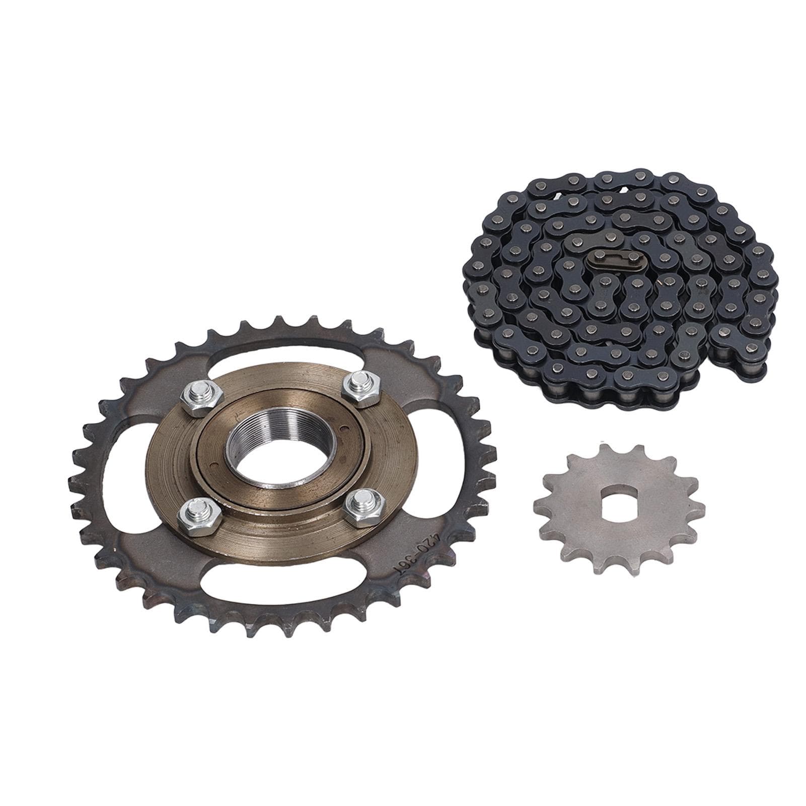 Metal Steel 420 14 Tooth H Hole 12x17mm Sprocket 36 Tooth Crankset 76 Link Chain Set for Bike