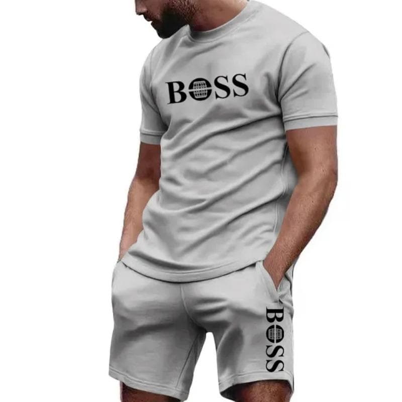 Men's two-piece sportswear, short sleeved T-shirt and pants set, running and fitness sportswear, summer 2025, big discount, 2025 M