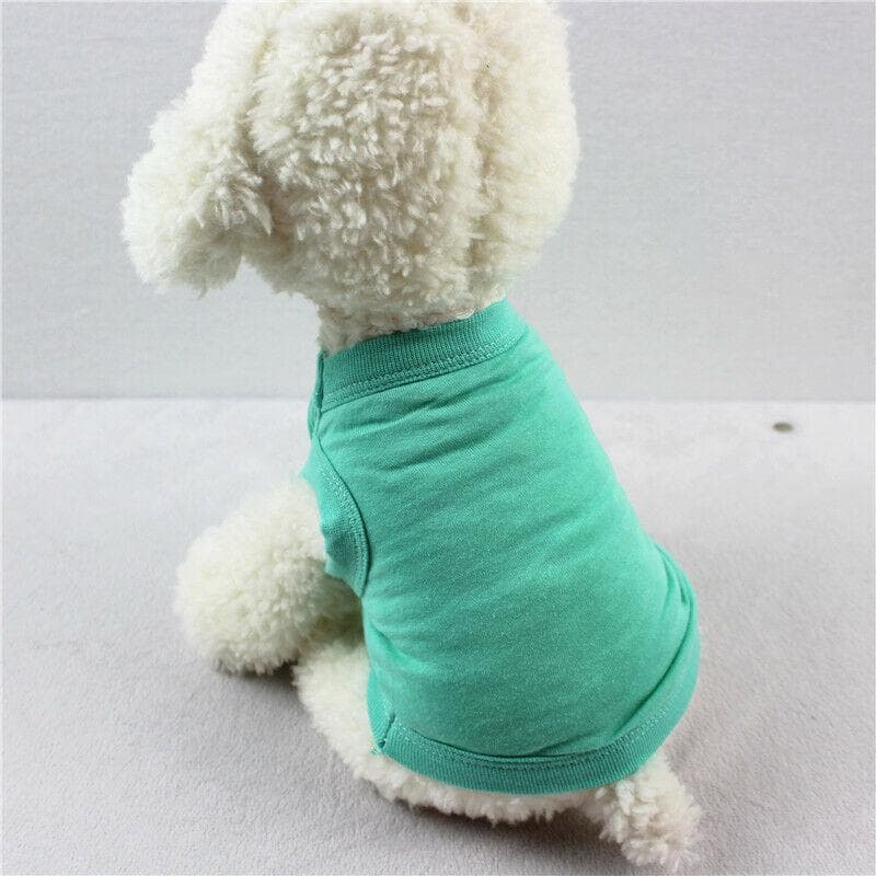 Plain Cotton Cat Dog Clothes Summer Small Medium Dogs Vest Pet T-shirt Clothing Solid Color Pet Vest L+ sky blue