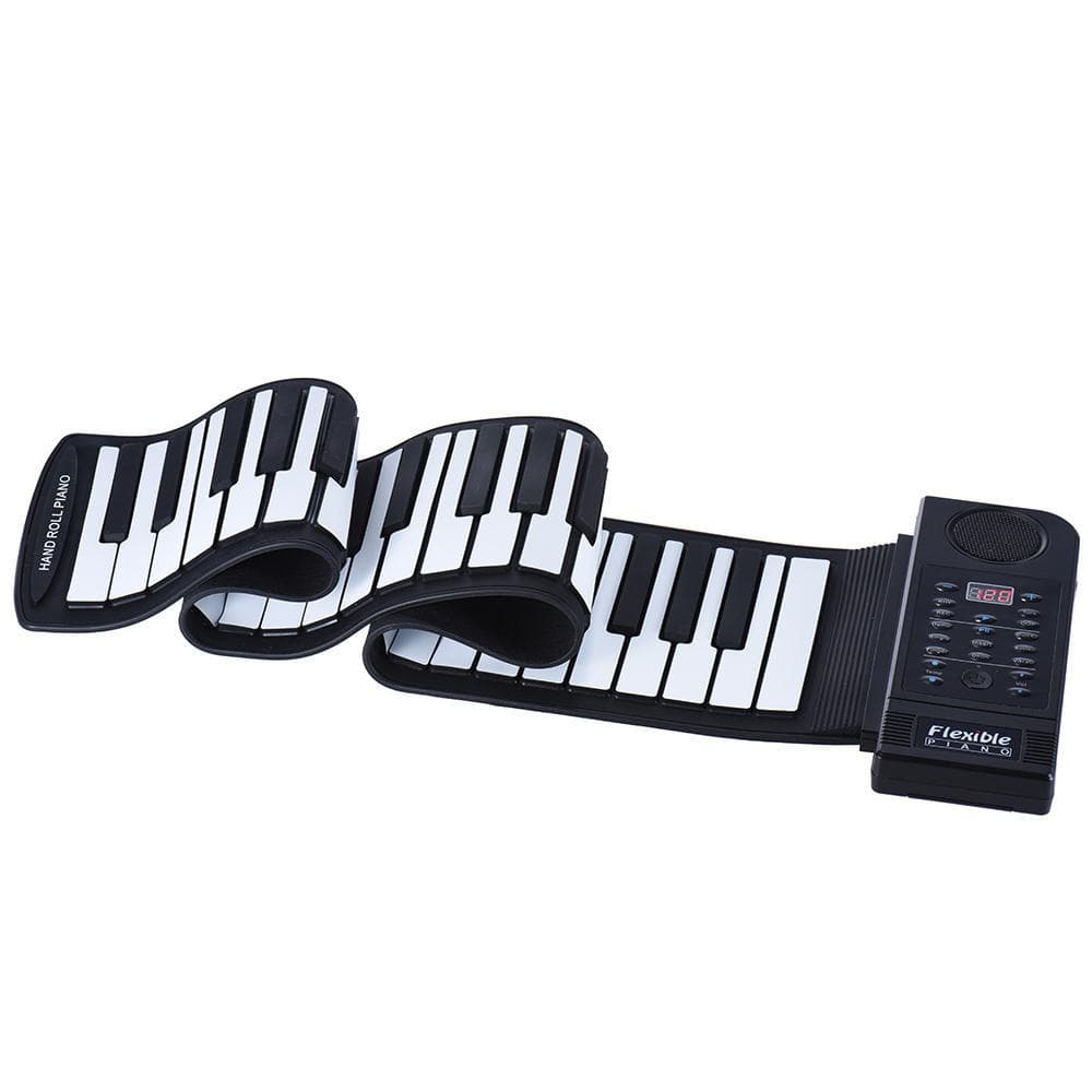 Portable Silicon 61 Keys Roll Up Piano Electronic MIDI Keyboard with Built-in Loud Speaker UK Plug