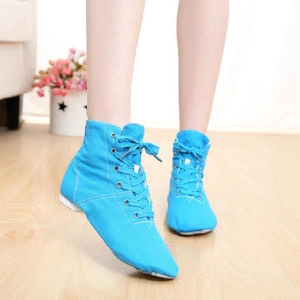 Soft Canvas Women Sports Jazz Dance Shoes Lace Up Dancing Boots Sneakers 44
