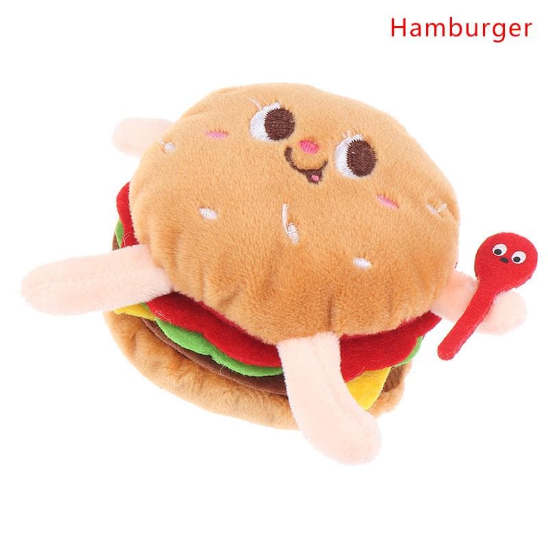 1Pc Food Plush Keychain Hamburger Dog French Fries Stuffed Doll Pendant Toy