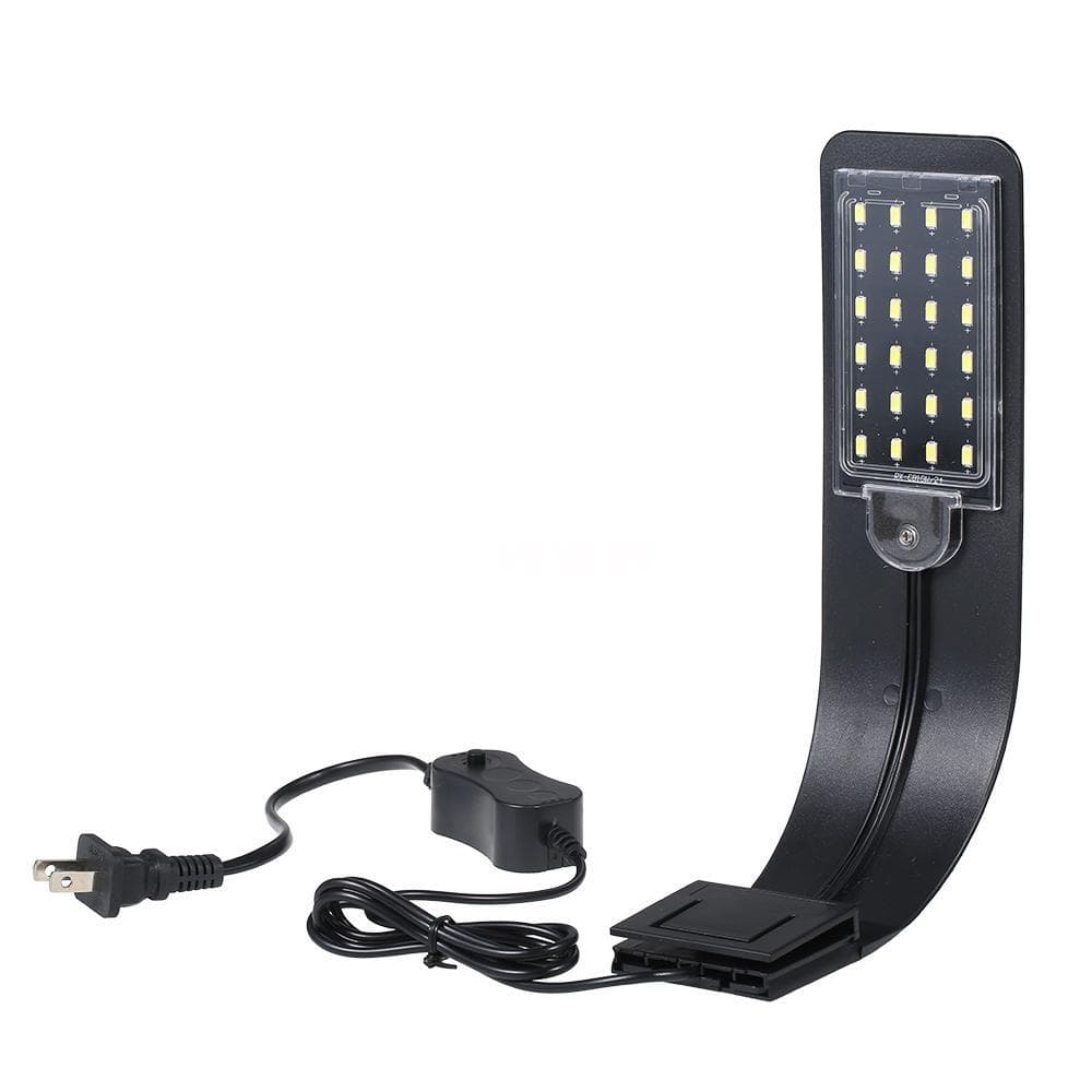 AC220V 10W 24 LED Aquarium Light Fish Jar Lamp White/Blue Light Portable White/Blue Light -EU black