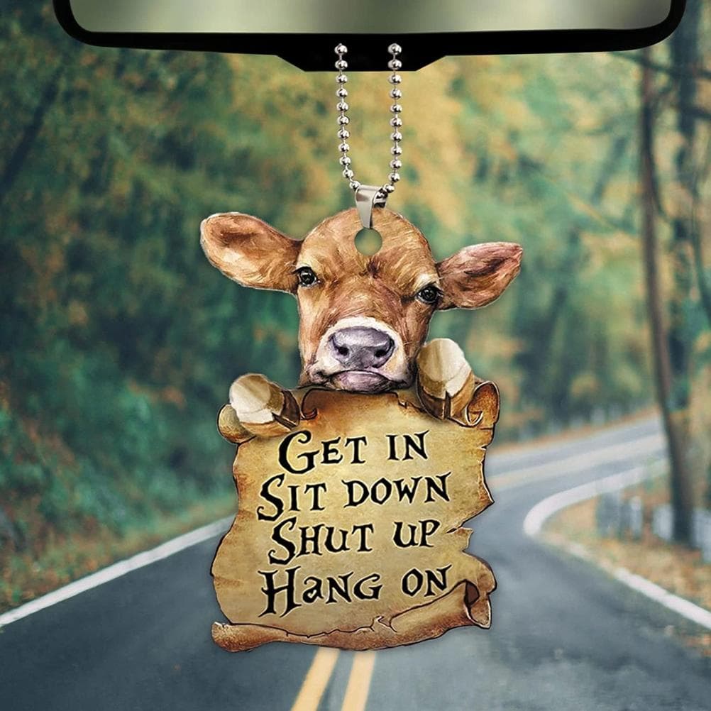 Funny Farm Animal Car Rear View Mirror Hanging Ornament Acrylic Double Sided Pendant Auto Interior