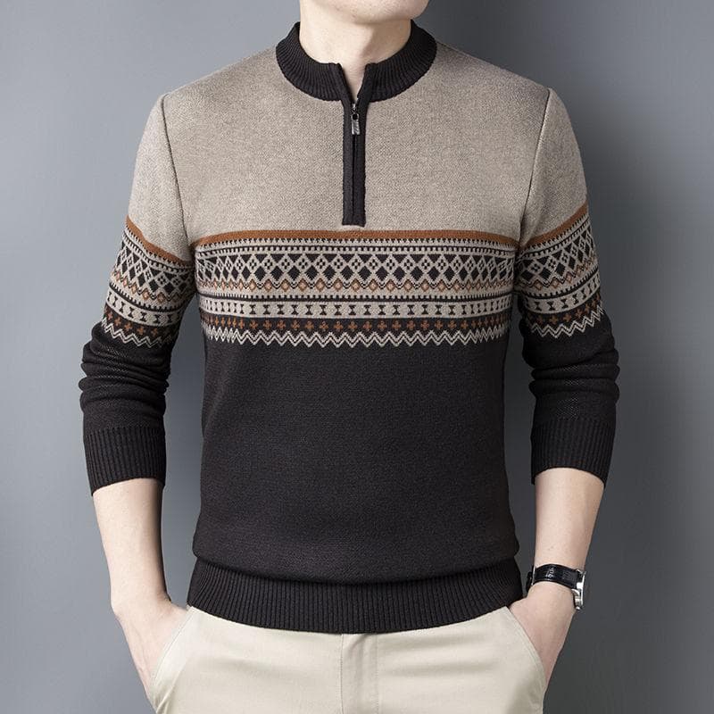 Winter Sweater Men's Winter Clothing Thick Half High Neck Knitted Sweater Warm Top 4XL