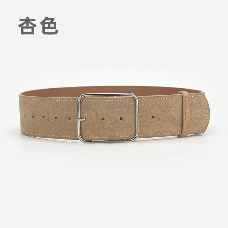 Four Seasons Available New Retro Waist Cover Women'S Needle Buckle Matte Suede Leather Belt With Leather Decoration And Coat Dress Belt 105cm