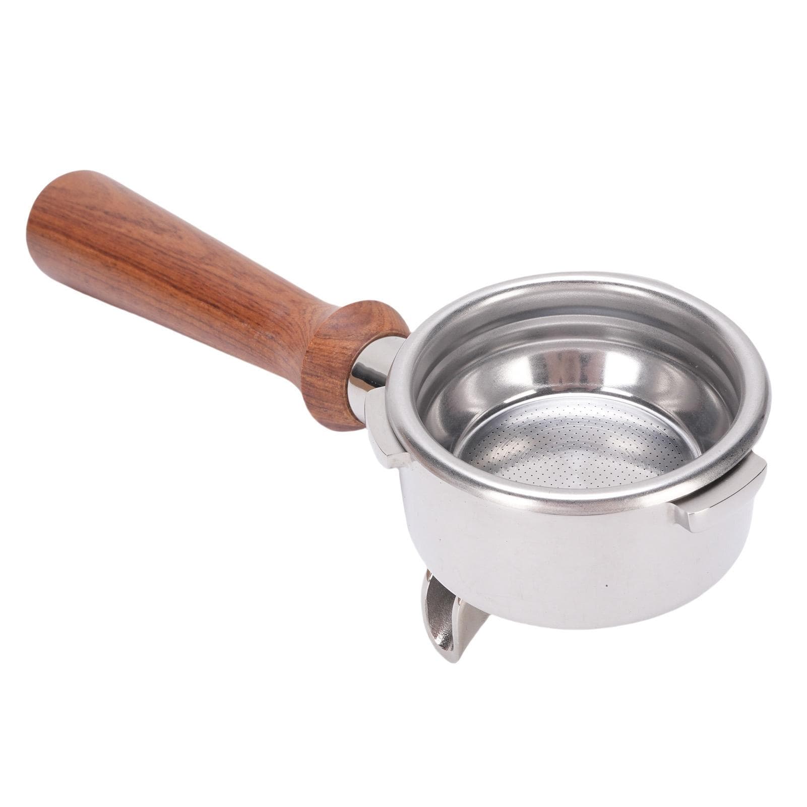 58mm Portafilter with Double Spout Stainless Steel Coffee Machine Portafilter with Wooden Handle L(for 6.5-9kg)