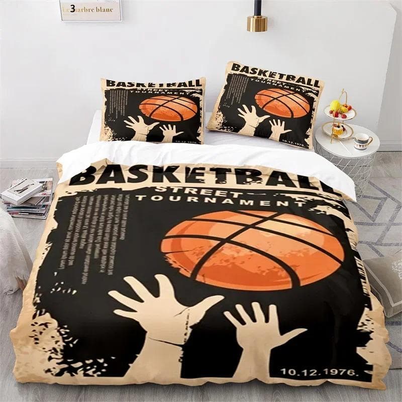 Boys Basketball Bedding Set Sports Theme 3D Ball Duvet Cover Full King For Teen Men Microfiber Competitive Game Comforter Cover 70x133cm 2pcs