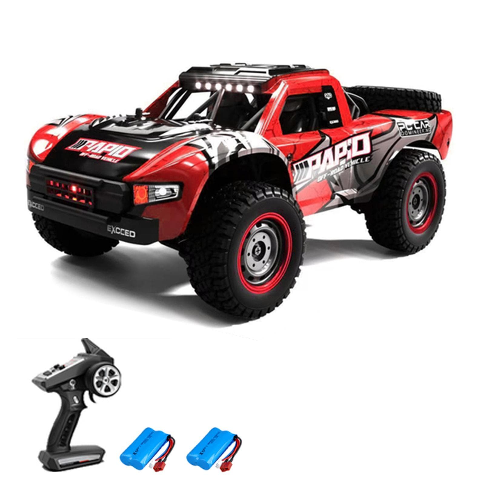 Remote Control Car 4WD Off-road Car Truck 2.4GHz Full Proportional High Speed 40km/h Off-Road 2 battery red