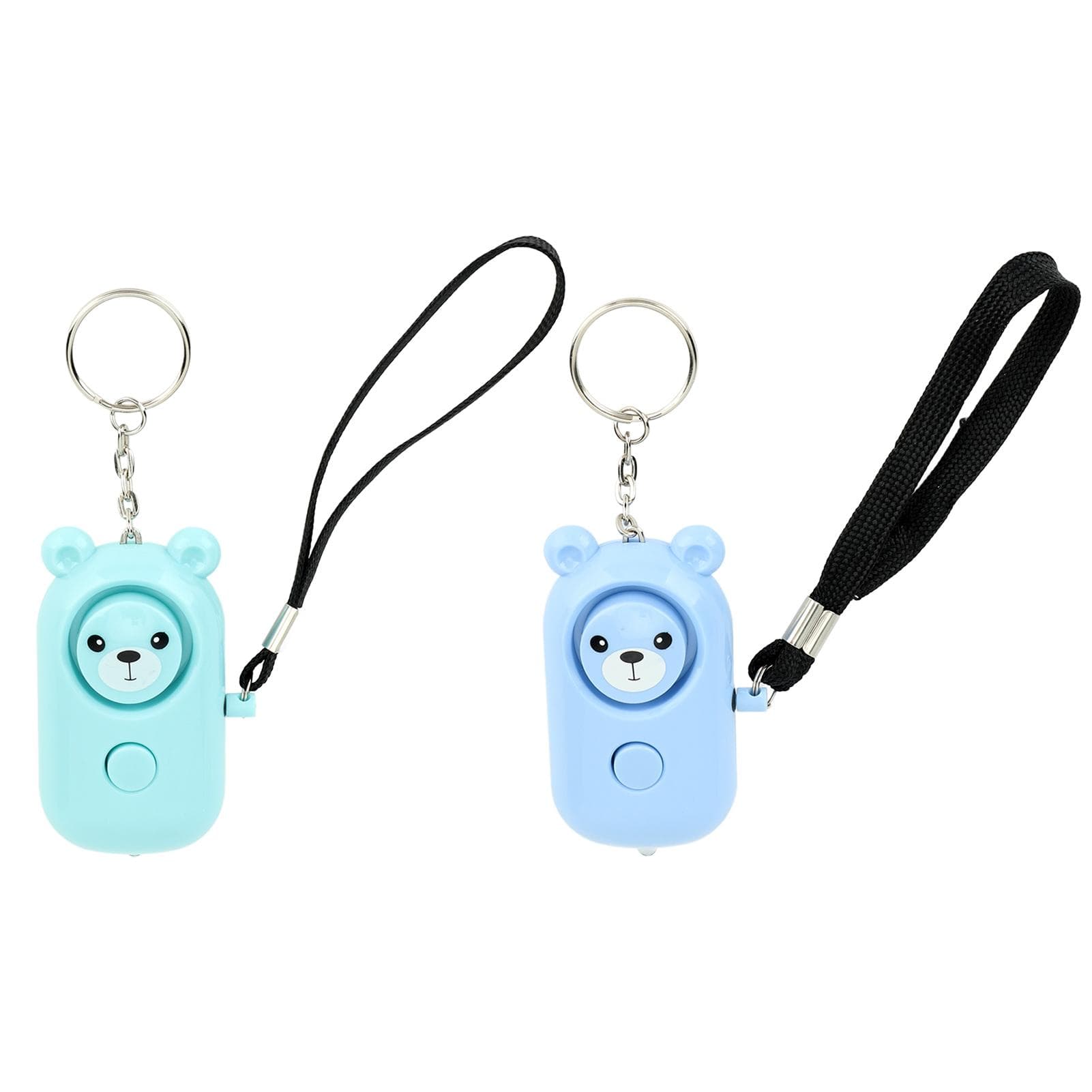 2PCS Safety Alarm Bear Style Emergency Alarms Keychain Protection Devices for Women Girls Kids blue