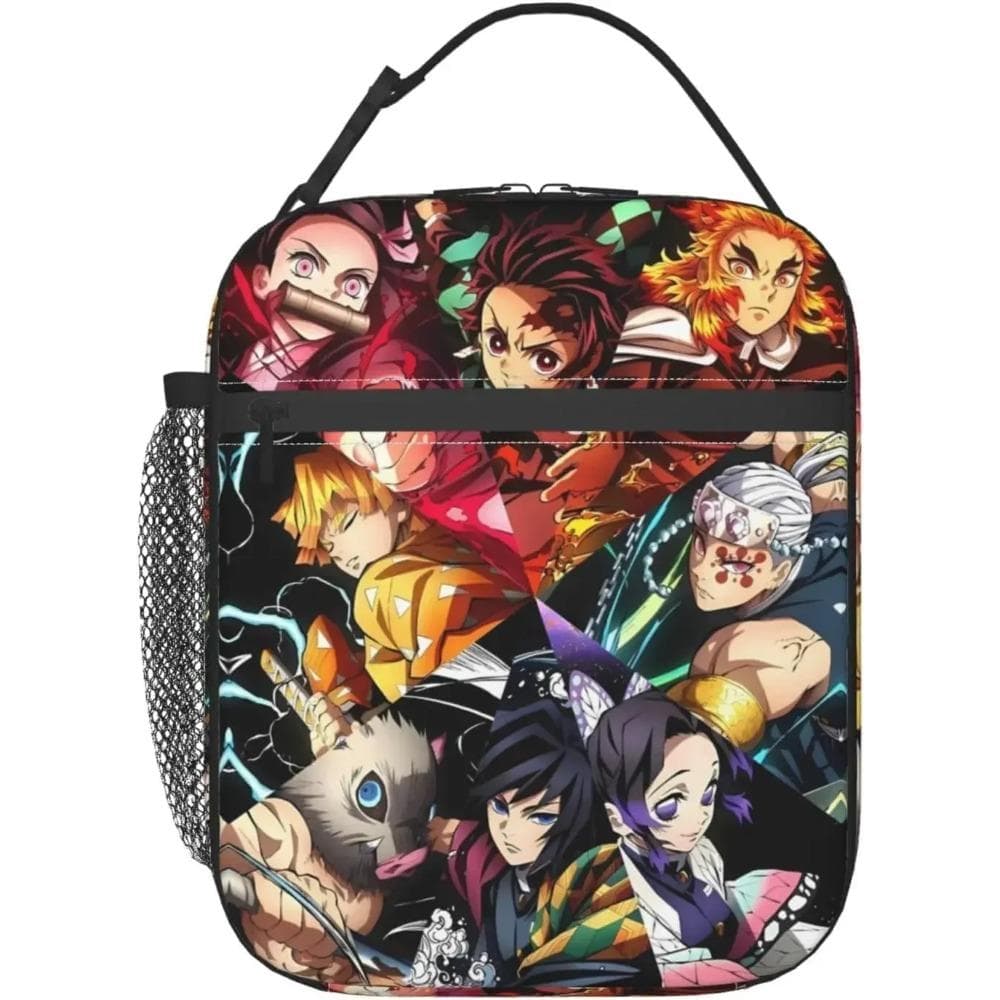Cute Custom Japanese Anime Reusable Lunch Bag Leakproof Freezable Insulated Cooler Lunch Box for Boys Girls To School Picnic 26x21x11CM black