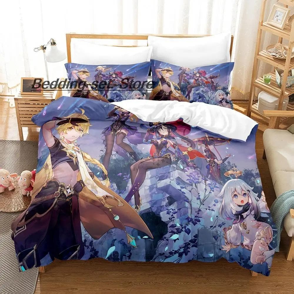 Game Genshin Impact Columbina Bedding Set Single Twin Full Queen King Size Bed Set Aldult Kid Bedroom Duvetcover Sets Kawaii Bed 70x133cm 2pcs