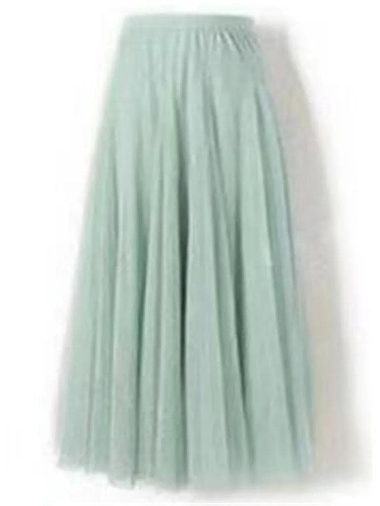 New Women Mesh Elastic Tutu Skirt Beach Spring Summer Korean High Waist Fashion Pleated Long Skirt Black White Tulle Skirts 80cm green