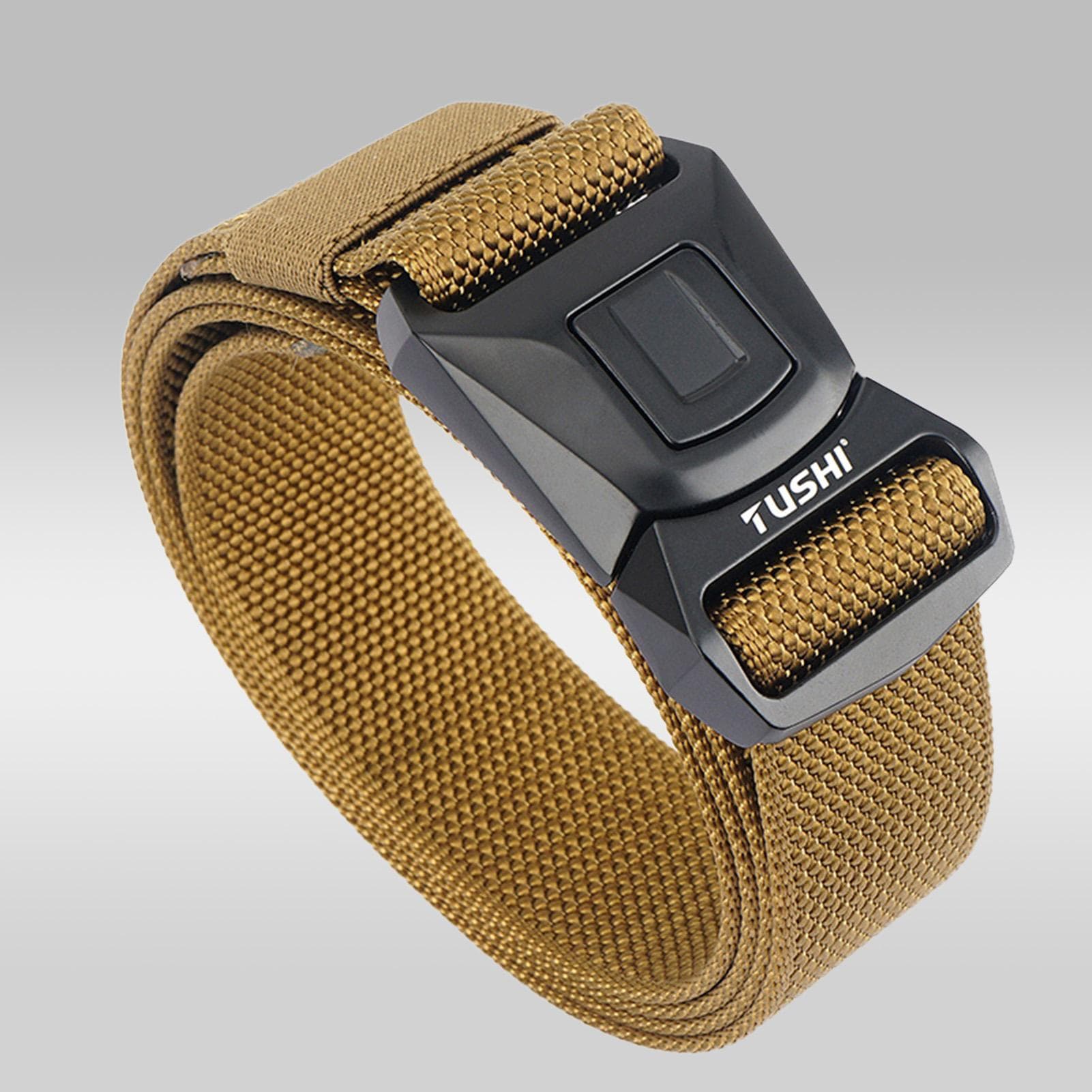 Men Belt Adjustable Length Multifunctional Wearproof Breathable Outdoor Sports Belt 125cm brown