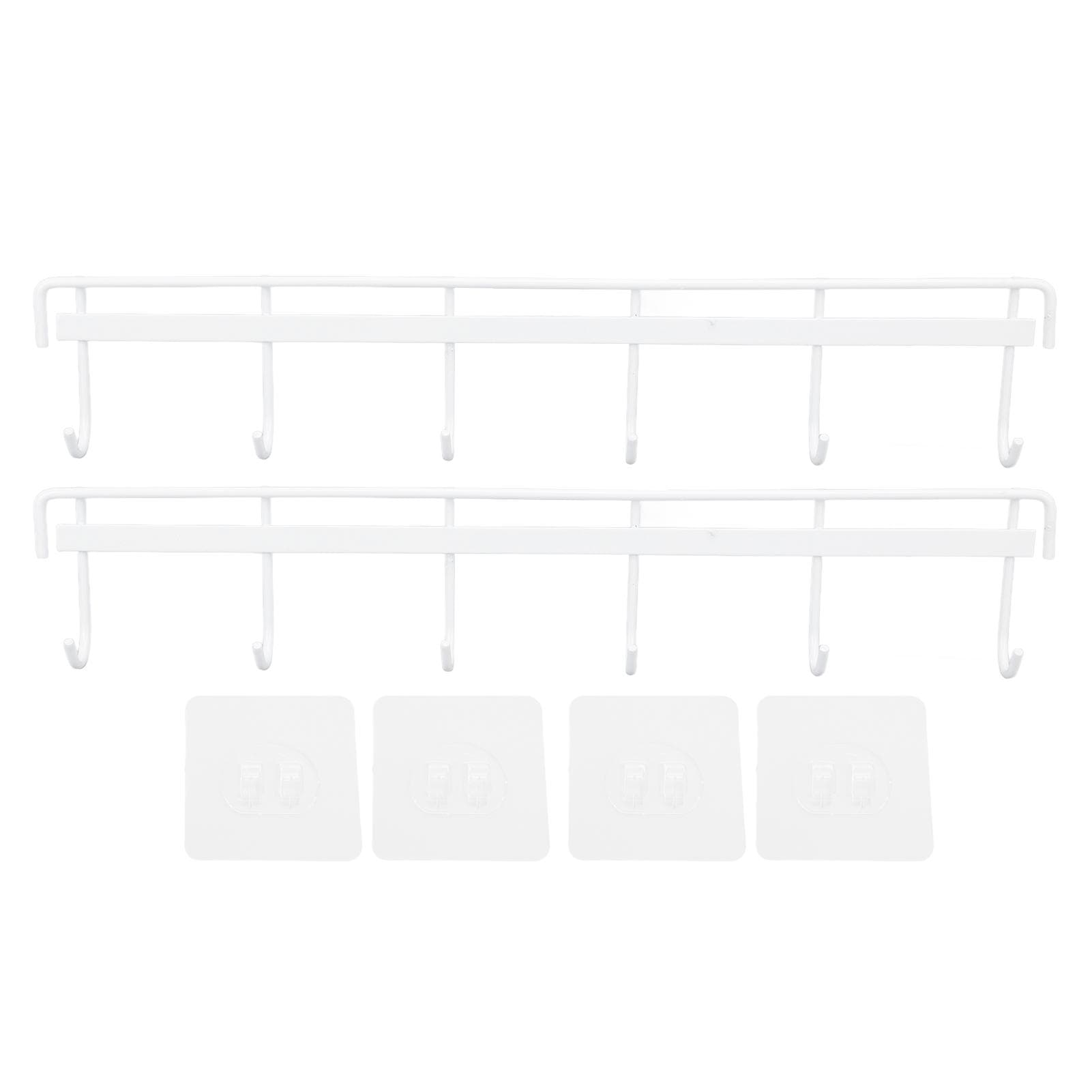 2pcs Wall Mounted Coat Rack Stainless Steel Wall Hanging Coat Hook Rail with 6 Hooks for Clothes