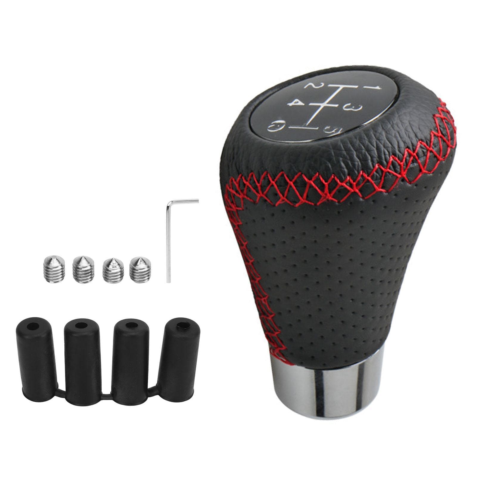 5 Speed Gear Shifter Head Genuine Leather Gear Shifter Knob Head Universal for Manual Gear Cars Red red