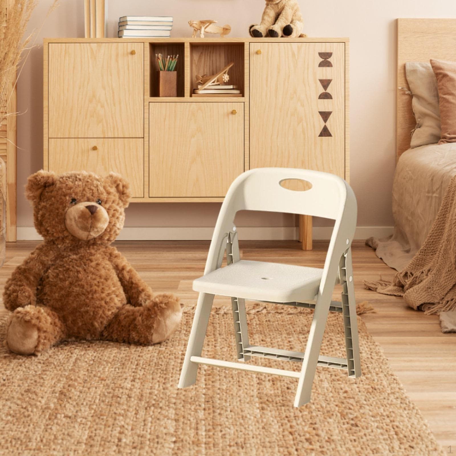 Kids Chair Child Seat Study Anti Slip Lightweight School Stack Folding for Nursery Home white