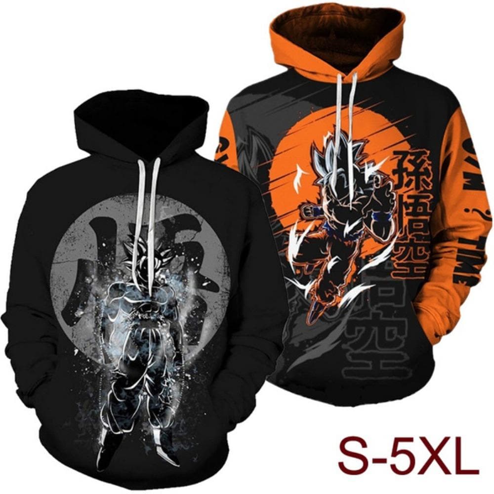 New Dragon Ball Z Goku Hoodies DBZ 3D Printed Hooded Sweatshirt Men's Printed Loose Pullover Hoodie M
