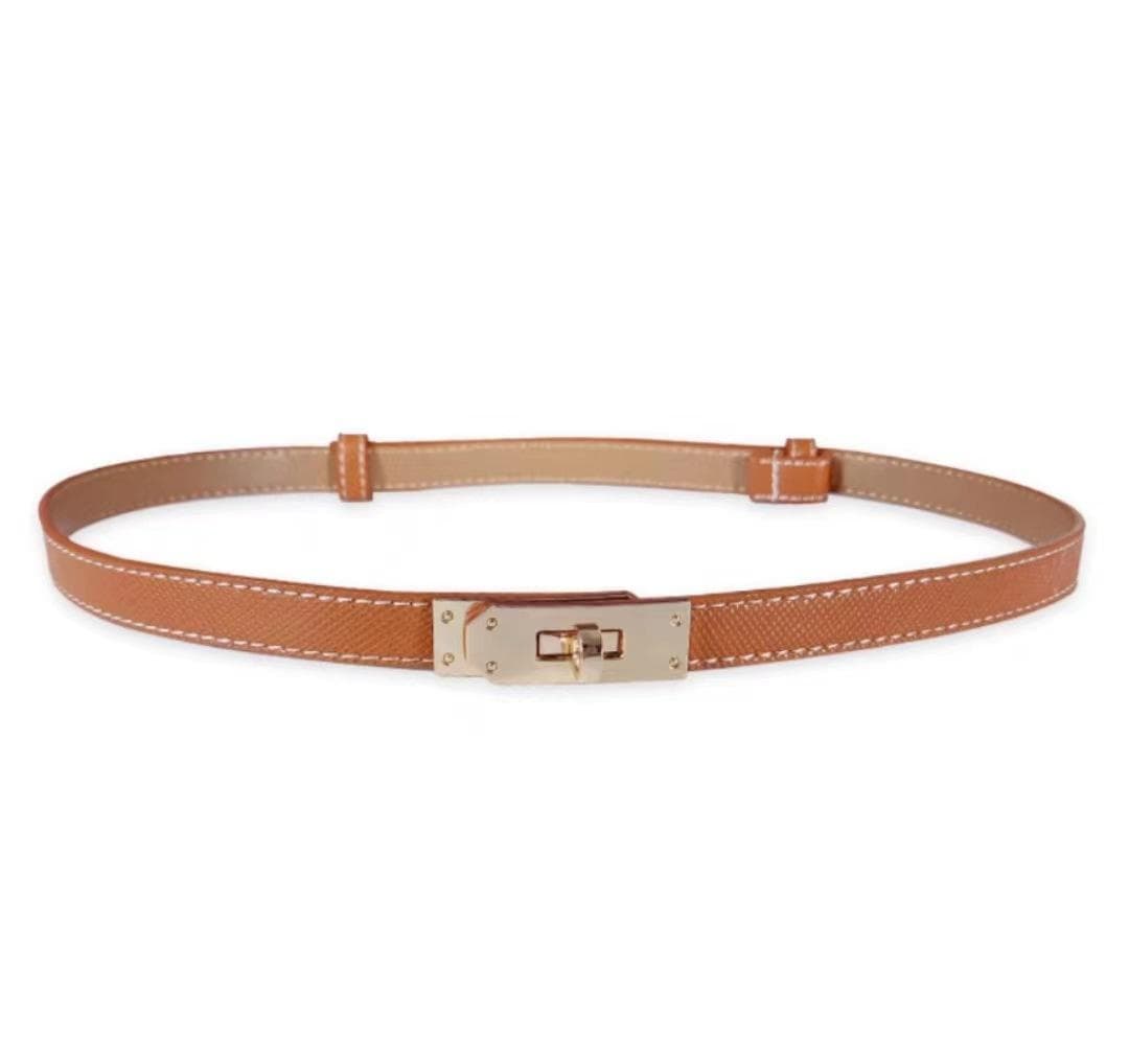 Imitation Leather Thin Belt Women'S Casual Accessories Adjustable camel