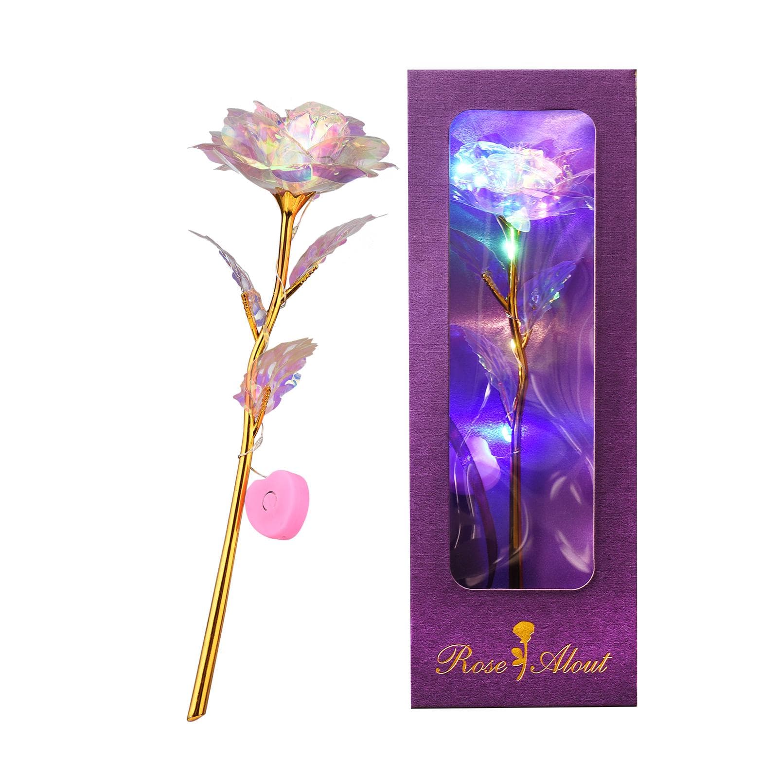 Colorful Galaxy Rose Mother's Day Gifts Golden Foil Roses with LED Lights Gold Roses Gifts multicolour