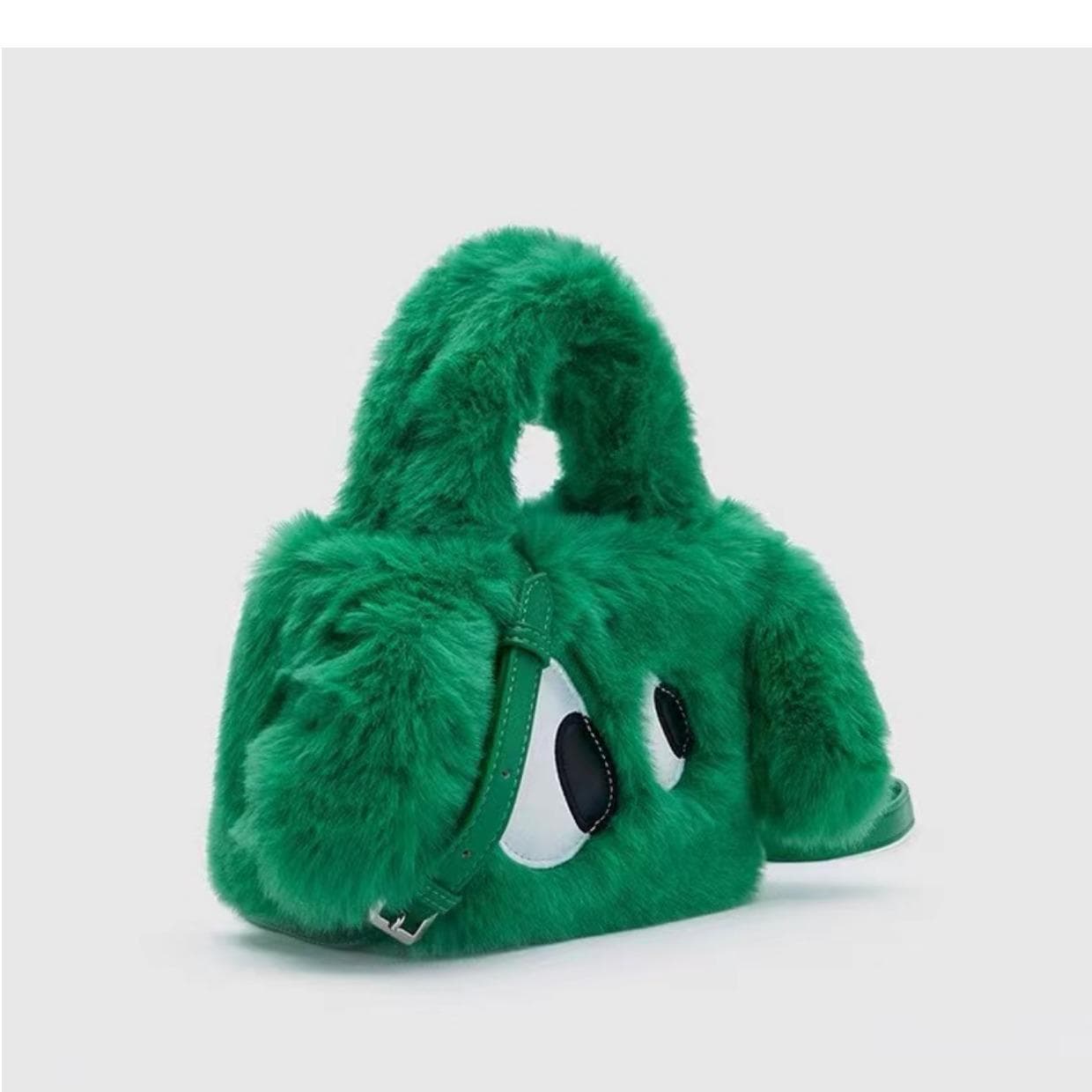 Winter Popular Fur Bag Female Cute Cartoon Puppy Plush Handbag Single Shoulder Crossbody Bag Female green