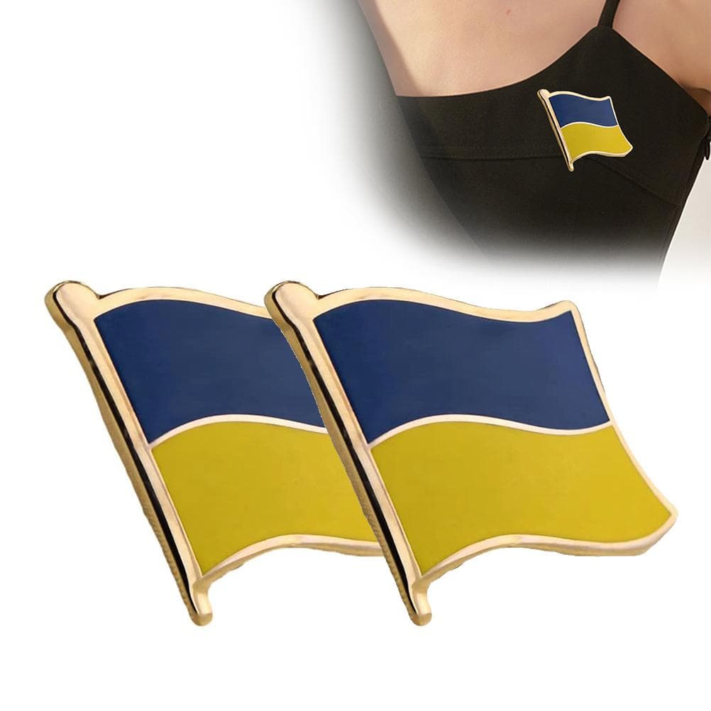 2 Pack 2022 Ukraine Flag Lapel Pin Badges Ukraine Waving Flag Pins Metal Flag Badge Pins Brooch