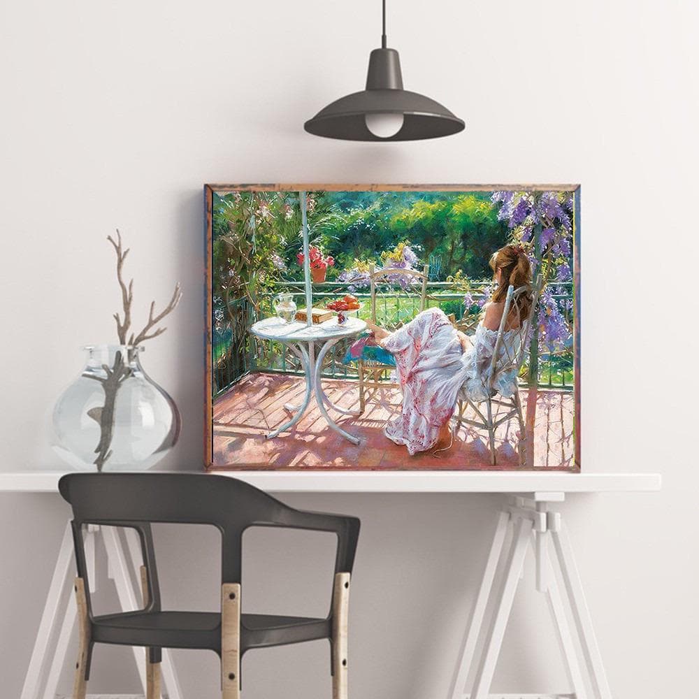 Diamond Painting 5D Beauty Diamond Embroidery Set Garden with Round Rhinestone Mosaic Art Home Decor 20X30CM