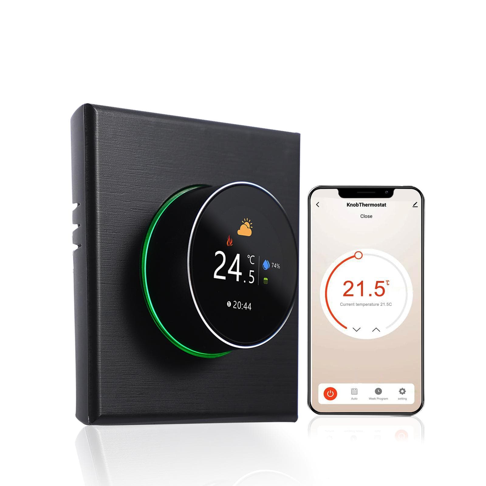 WiFi Smart Thermostat Temperature Controller Weekly Programmable Button Control/ Mobile APP/ Voice Electric Floor Heating black