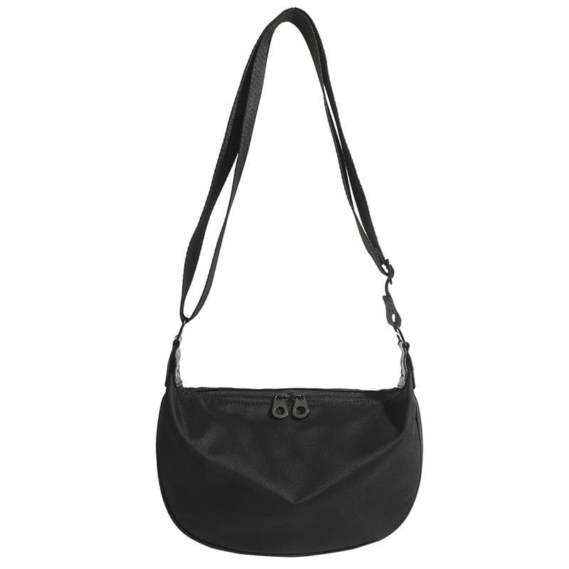 Casual Fashion Crossbody Bag Simple Solid Color Large Capacity Wide Strap Shoulder Bag Oxford Cloth Crescent Bag Women's Bag black