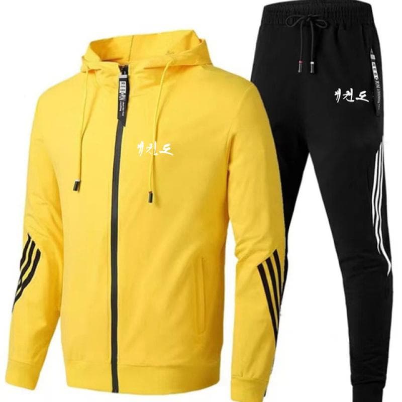WTF World Taekwondo Federation Print Casual Sportswear Suit Mens Hoodie and Trousers Two-piece Zipper Sweatshirt Sweatpants Suit L
