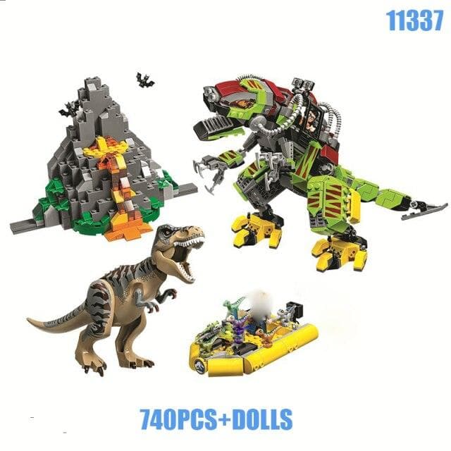 740pcs Dinosaur Series The T-Rex VS Dino-Mech Battle Model Building Block Toy for Children Gift 11337