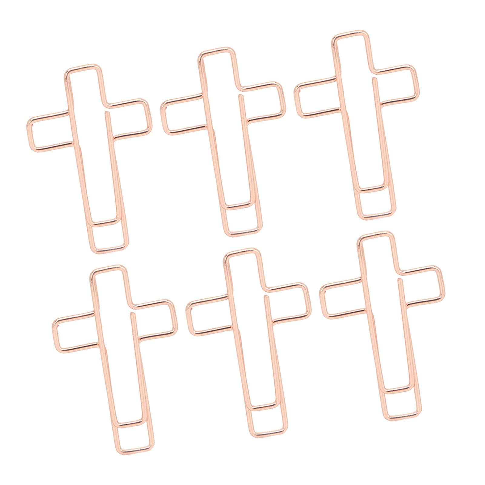 100PCS Cross Paper Clips Rose Gold Metal Paper Clamps for Document Note Sorting and Organizing