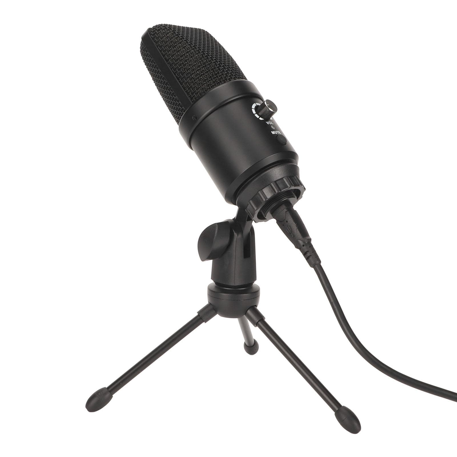 USB Microphone Noise Reduction Cardioid Pickup Adjustable Volume Desktop Condenser Mic with RGB