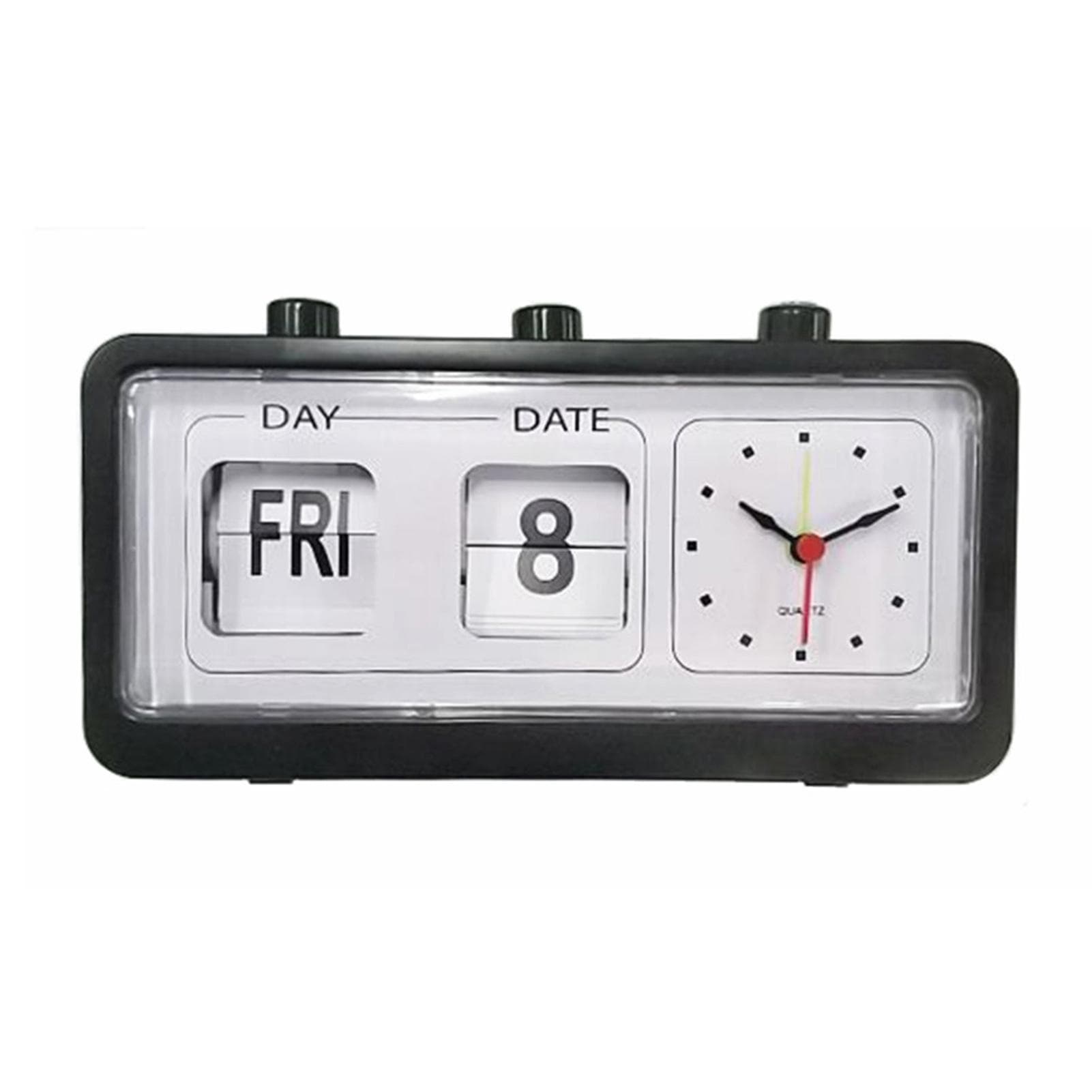 Desk Table Alarm Clock Manual Jump Calendar Desktop Alarm Clock for Study Room Office Black black