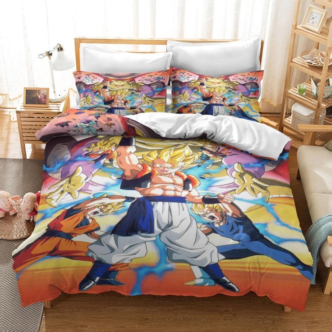 Anime Dragon-Ball Bedding Set,Anime 3D Dragon Duvet Cover,Duvet Comforter Quilt Cover Set Super Saiyan Bedding Set 180x210cm 3pcs