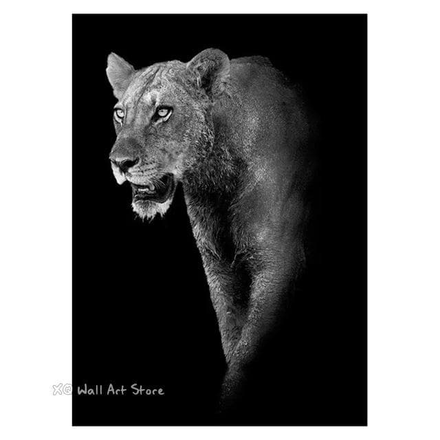 Black White Animals Art Canvas Paintings On The Wall Lion Tiger Elephant Posters and Prints Wall For Living Room Home Frameless 21x30cm No Framed