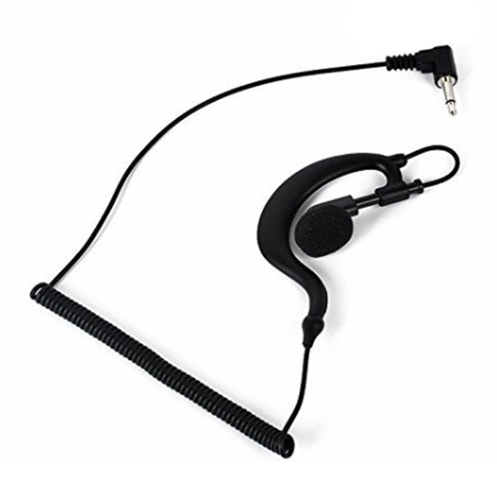 3.5mm Ear Hook Headset for Walkie Talkie Single Ear Radio Earpiece Single Earphone with Coiled Cable black