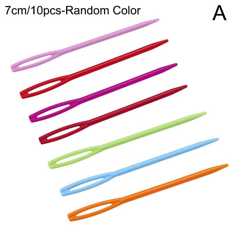 10Pcs Color Plastic Hand Sewing Needle Crochet Hooks DIY Yarn Darning Tapestry Knitting Hand-knitted Tool Sweater Needle 7cm