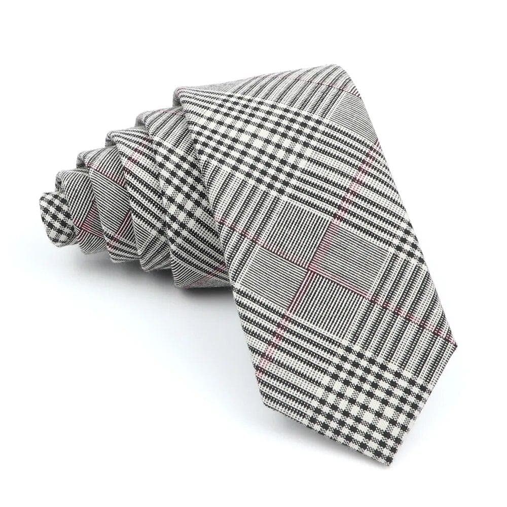 Stylish Cotton Plaid Tie For Men Handmade Narrow Necktie For Business Suit 1
