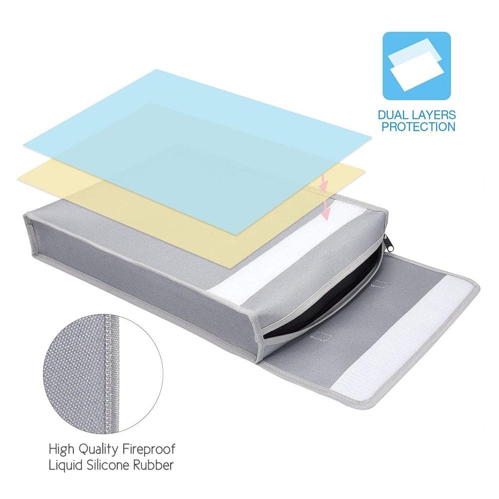 Fireproof Fire Resistant Document Bag Envelope Pouch For Passport Money Laptop silver