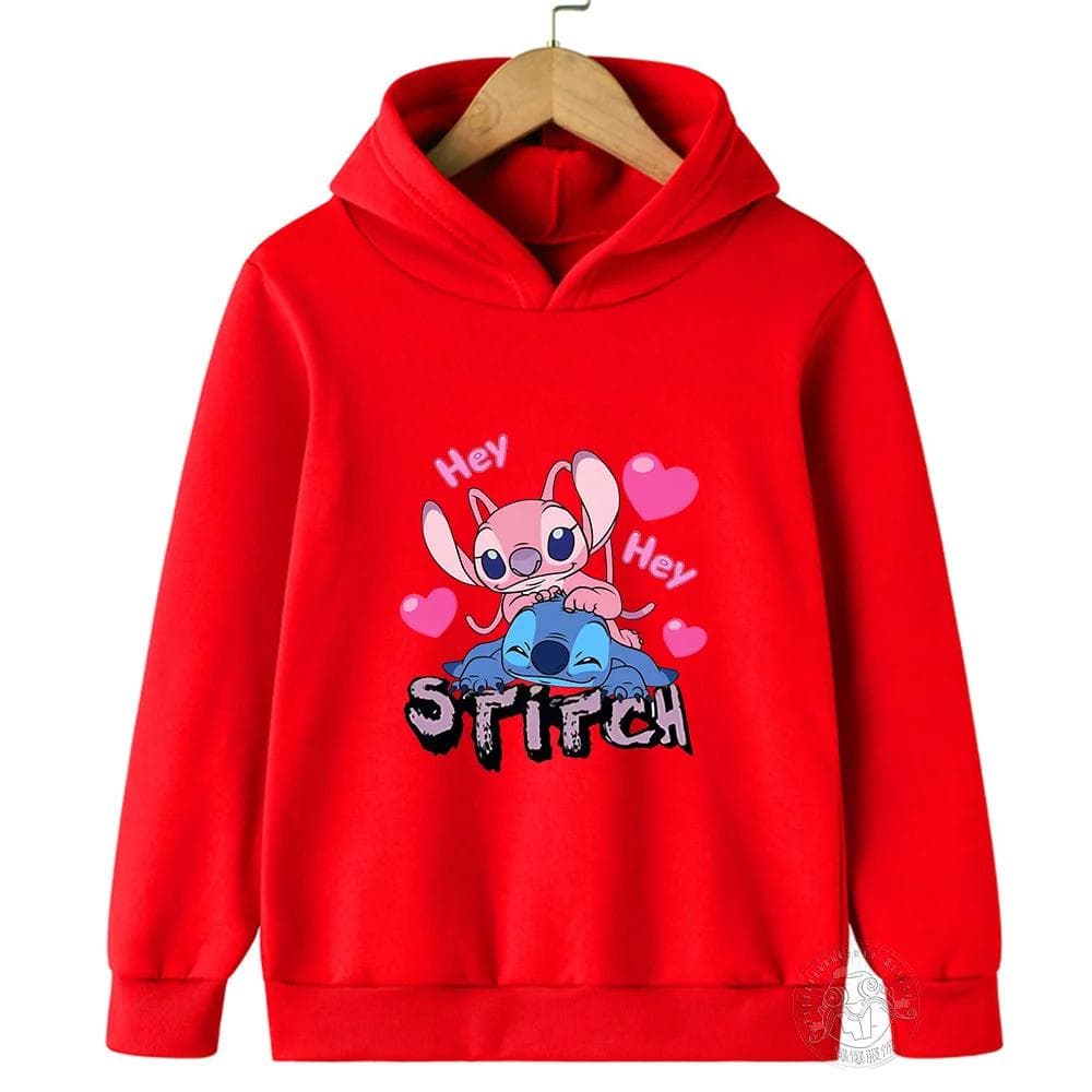 MINISO Stitch Hoodies Street Fashion Sweater for Boys and Girls Children's Sports Pullover Outdoor Sports Hoodie children's clothing 140