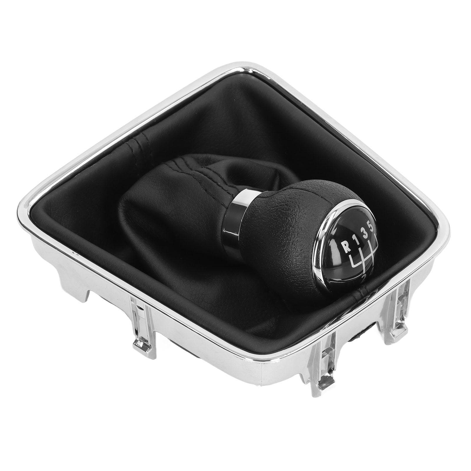 Gear Shift Knob Boot Set 5 Speed PVC Leather Durable Gearstick Shifter Lever Gaiter Kit Black Cap black