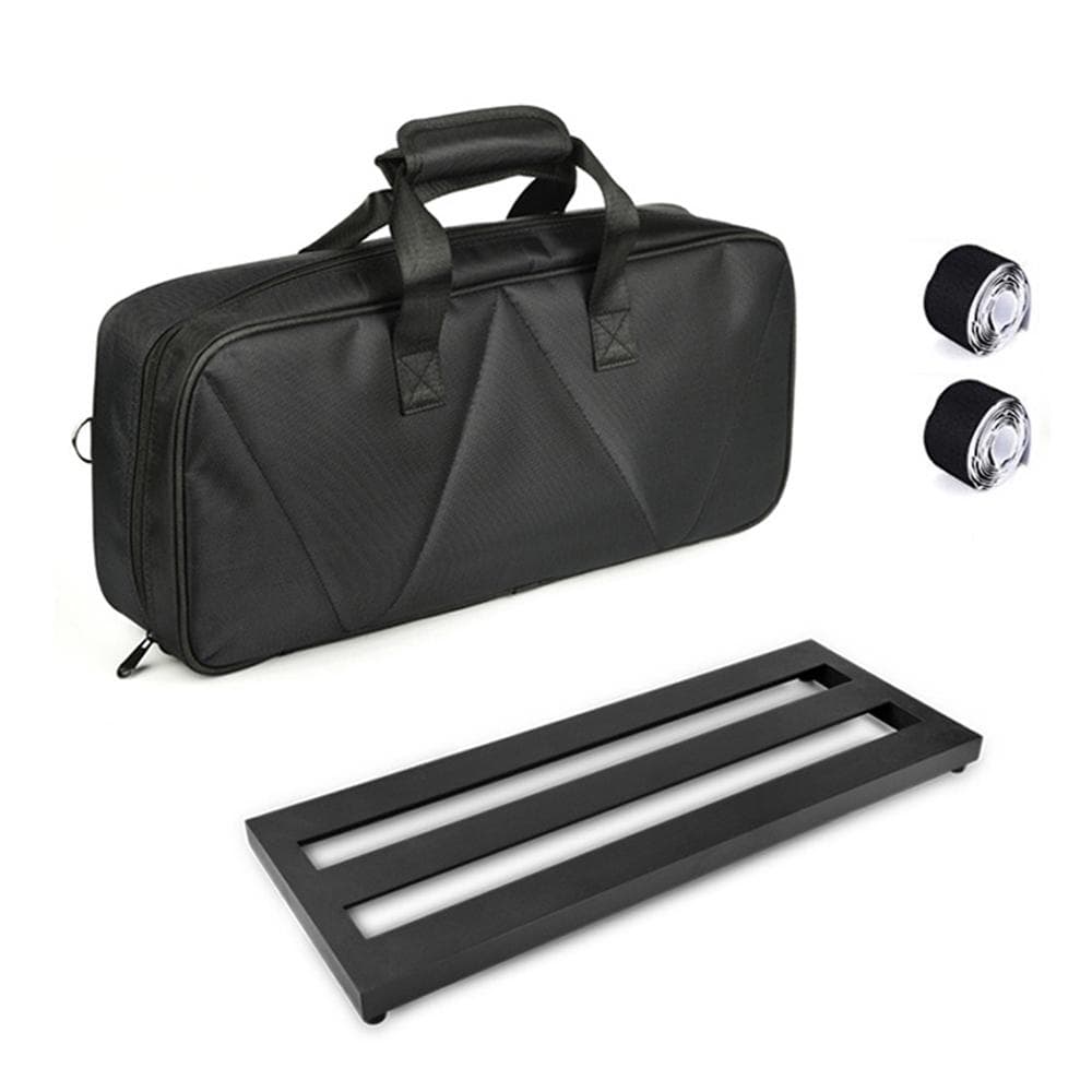 Medium Size Guitar Effect Pedal Board Aluminum Alloy Pedalboard 19.7*7.5 Inch with Carrying Bag Medium Size black