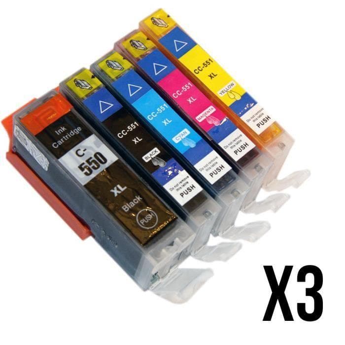 Lot de 15 cartouches d'encre PGI-550 - CLI-551 pour imprimante Canon Pixma MX725 MG5450s MG6350