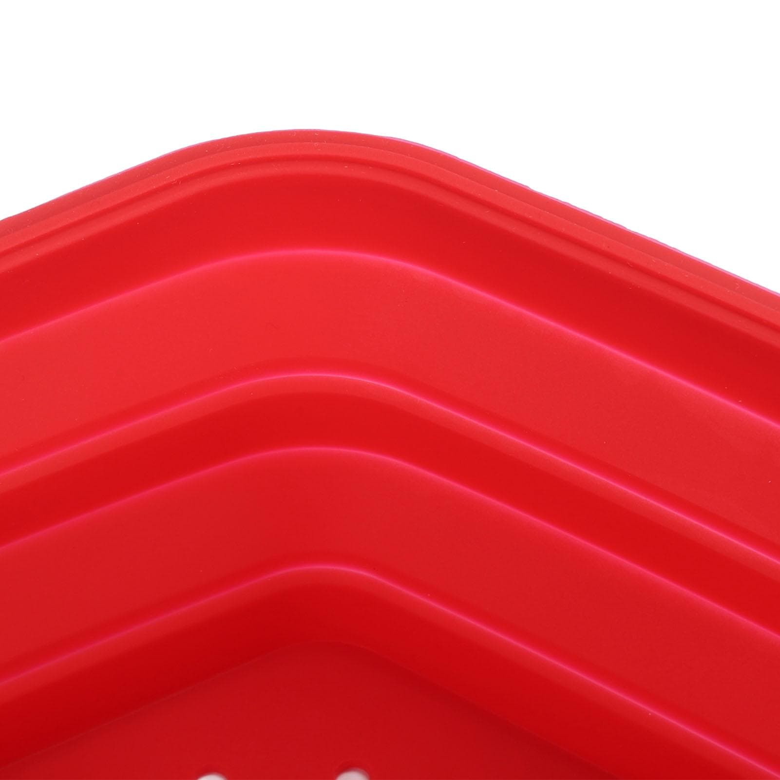 Red Silicone Microwave Splatter Cover with Handle Collapsible Microwave Food Cover Dishes Plate
