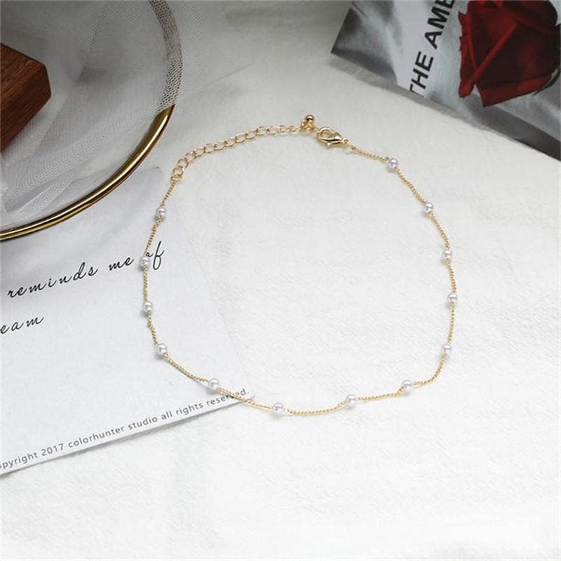 Pearl Clavicle Chain Necklace Beads Choker Neck Chain Goth Chocker Jewelry On The Neck Pendant Collar Women gold