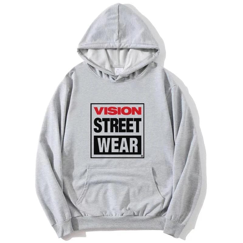 New Women Unisex Vision Street Wear Letter Printing Hoodies Long Sleeve Pullovers Vintage Autunm Winter Casual Fashion Sweatshirt L grey